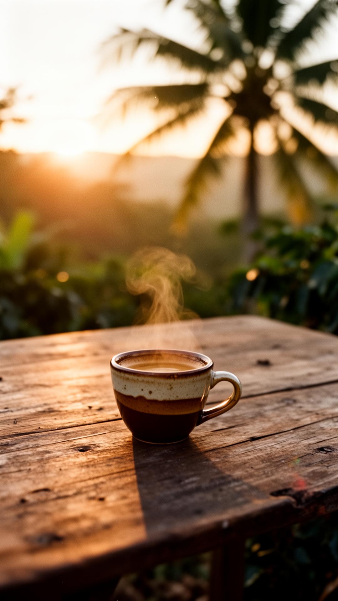 Coffee at sunset in El Salvador